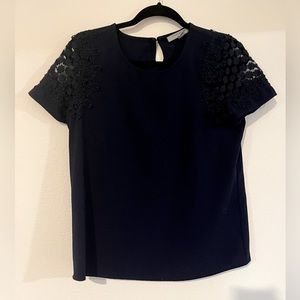 Navy Blue Shirt With Cute Sleeve Detail